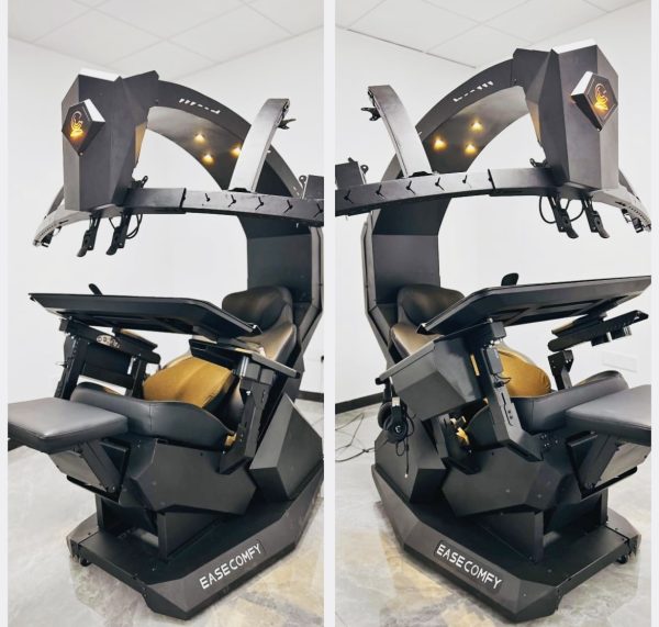 IMPERATOR WORKS EASECOMFY T2 Throne Computer Cockpit for 3 Monitors, Zero Gravity Chair Workstation,can Extend for 5 Monitors Support ultrawide 1 * 49" Option with Massage Function