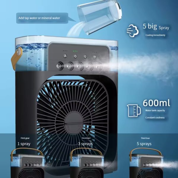 3 in 1 Air Conditioning Fan Household Small Air Cooler LED Night Light Portable Humidifier Air Adjustment Fan Office Home New