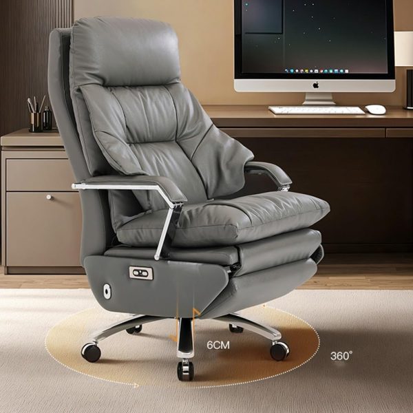 Contemporary Height Adjustable Wheels Office Chair High Back Desk Chair - Coffee Faux Leather